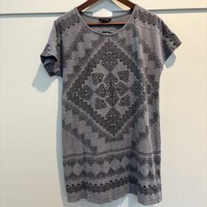 Lucky Brand Shift Dress Women Size Small Blue Geometric Bandana Printed Pullover